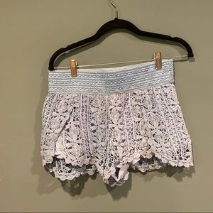 Topshop Elastic Eyelet Baby Blue Shorts